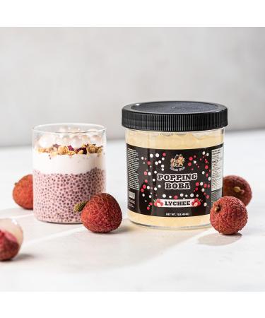 Popping Boba Pearls | Lychee Flavor | 1LB (454g) | Bursting Tea Balls for Drinks Desserts Smoothies and Snack Toppings | Bubble Tea Tapioca Pearl Mix - Buy Online on GoSupps.com