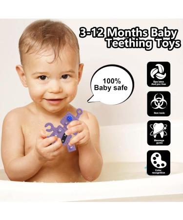 Robot Shape Silicone Teething Toys for Babies 3-12 Months | BPA Free Chew Toys Pack - Gray+Purple A Style - Buy Online on GoSupps.com