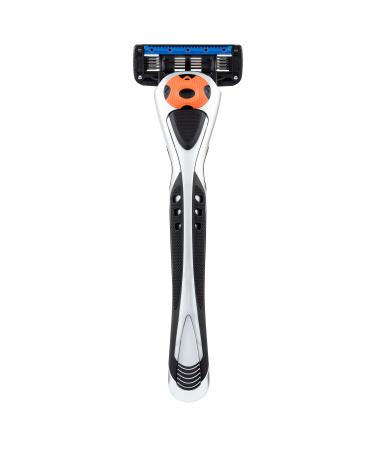 Personna Men's 5 Blade Razor with Bulk Pack of 12 Replacement Razor Cartridges and Shaving Razor Handle (Silver)