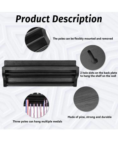 Pllieay Wooden Medal Hanger Display with Shelf - Black Race Medal Trophy Holder - Buy Online on GoSupps.com