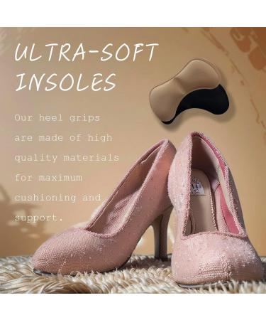 Heel Grips for Loose Shoes | Premium Inserts & Cushions | Prevent Slipping & Blisters | Multicolor Beige & Black - Buy Online on GoSupps.com