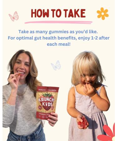 Krunchy Kids Organic Prebiotic & Postbiotic Gummy Vitamin for Kids and Adults Allulose Sugar Free Fermented Strawberry Support Gut Health Dye Free - Buy Online on GoSupps.com