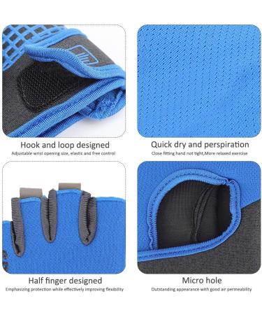Men's Half-Finger Cycling Gloves - Blue Breathable and Wear Resistant - Buy Online on GoSupps.com