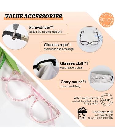 MARE AZZURO Large Bling Reading Glasses Women Round Readers | Pink 1.75x Magnification - Buy Online on GoSupps.com