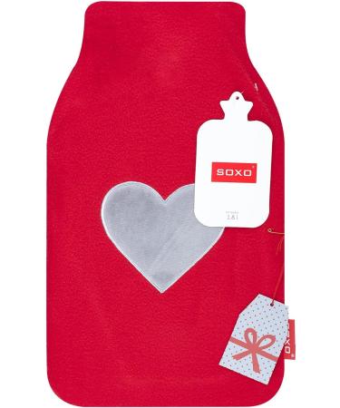 Funny Hot Water Bottle with Cover - Perfect Gift for Women & Men | Soxo Red & Grey Heart - Buy Online on GoSupps.com