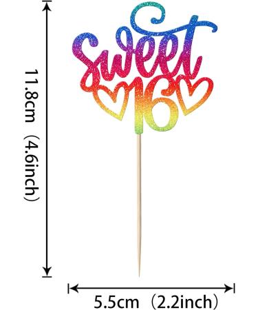 24 Pack 16th Birthday Cupcake Toppers Glitter Sixteen Happy Sweet 16 Cupcake Picks Cheers to 16 Years Old Cupcake Decorations for 16th Birthday Anniversary Party Cake Decorations Supplies Light Blue 3-rainbow - Buy Online on GoSupps.com