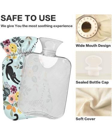 NAANLE 1L Hot Water Bottle with Flower Motif | Transparent Warm Water Bottle for Pain Relief & Heat Therapy | Ideal for Bed Hands & Feet - Buy Online on GoSupps.com