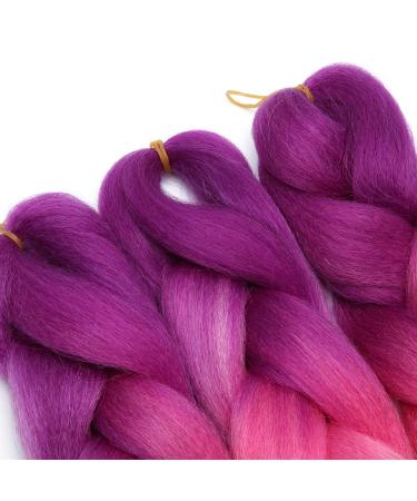 Tess Braids Extensions Ombre 60 cm - 3 Pack Jumbo Kanecalon Hair for Box Braids - 100g Pink Ombre Hair Extensions - Buy Online on GoSupps.com