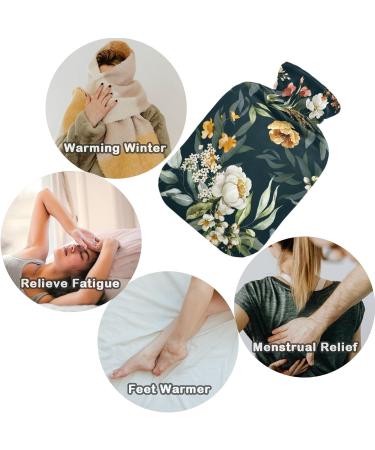 Shop Naanle Hot Water Bottle with Lid - Transparent Floral Design for Pain Relief & Warmth | 1L - Ideal for Back Hands Feet & Neck Therapy - Buy Online on GoSupps.com