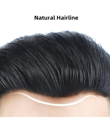 Men Toupee Toupee for Men Thin Skin V-looped PU Base Hair pieces for Men Straight Human Hair Men's Toupee Natural Black Hair Replacement System Unit Men Hair Tropper (Size : 18x24cm) - Buy Online on GoSupps.com