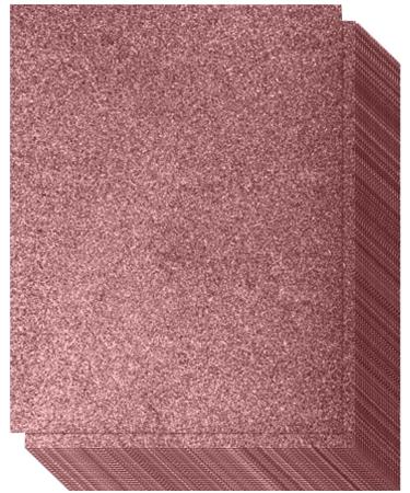 Rose Gold Glitter Cardstock - One-sided - Non-Adhesive - 20 Pack - 8.5 x 11 Inches - Premium Glittery Sheets for DIY Crafts Art Projects Gift Box Wrapping Rose Gold Sparkling Paper | 250GSM