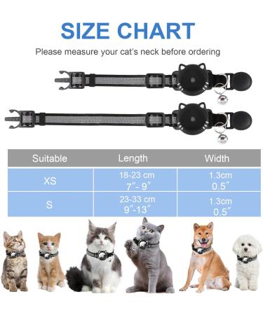Agoumlux Reflective Cat Collar with Bell - Adjustable Breakaway Neck Band for Young Cats | XS Black (17.5-23 cm) - International Shipping Available - Buy Online on GoSupps.com