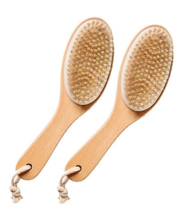 Gregg Pierre 100% Natural Bristle Bath and Shower Brush With Wooden Handle Bundle Of Two Brushes