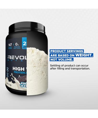 Revolution Nutrition High Whey Protein Powder Whey Isolate Gluten Free Lean Muscle Mass For Men & Women 25g of Protein Per Scoup 908 g 24 Servings (Cookies and Cream 2 Pound) Cookies and Cream 2 Pound - Buy Online on GoSupps.com