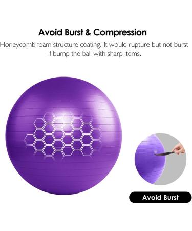 REEHUT Exercise Ball (55cm 65cm 75cm) for Fitness Anti-Burst Yoga Ball Office Chair Balance Ball Extra Thick Stability Ball for Home  Gym Physical Therapy  Pregnancy Quick Pump Included M(48-55cm) purple - Buy Online on GoSupps.com