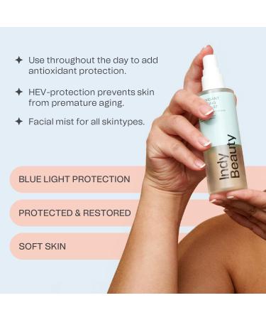 Antioxidant Hydrating Face Mist with Hyaluronic Acid & Vitamin C | Makeup Setting & Cooling Spray | Blue Light Protection | Vegan & Dermatologically Tested | 100ml - Indy Beauty - Buy Online on GoSupps.com