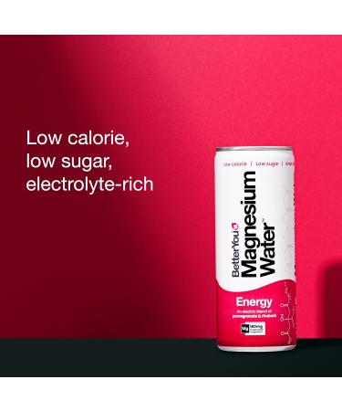 BetterYou Magnesium Mineral Water Energy Natural Sustained Energy Boost Magnesium Glycinate Vital B Vitamins & Nitrates Infused with Pomegranate & Rhubarb Pack of 12 250 ml - Buy Online on GoSupps.com