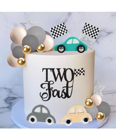 DRWATE 27 PCS Two Fast Cake Toppers Race Car 2nd Birthday Cake Decorations for Racing Car Checkered Flag Birthday Anniversary Party Decorations Supplies (01) - Buy Online on GoSupps.com