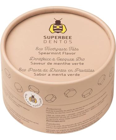 SuperBee Dentos Toothpaste Tablets 100ct - Fluoride Free & Eco Friendly - Travel Mouthwash - Sensitive Toothpaste Bites - Spearmint Chewable Tablet - Kids & Adults - Pack of 1 - Buy Online on GoSupps.com