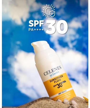 Celenes by Sweden Herbal Dry Touch Fluid Sun Cream SPF 30 50 ml Organic & Mineral Sunscreen Filters - Suncream Factor 30 Matte Finish UV Protection Sun Cream SPF 30 Waterproof Paraben/Perfume Free Sun Fluide SPF30+ - Buy Online on GoSupps.com
