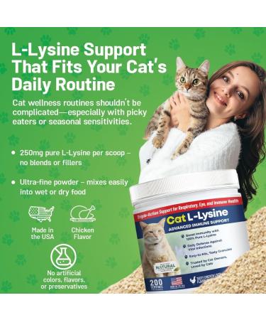 Guardian s Choice 250mg L-Lysine for Cats, Advanced Immune Support for Respiratory, Eye & Nose Health, Chicken Liver Flavored Lysine Powder for Kittens & Seniors, 200 Servings - Buy Online on GoSupps.com