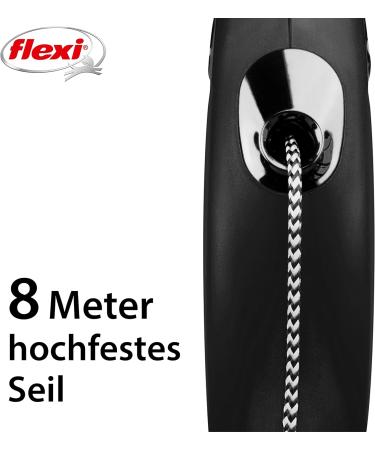 Flexi New CLASSIC 8m Rope Leash - Durable Black Pet Leash for Dogs | International Shipping Available - Buy Online on GoSupps.com