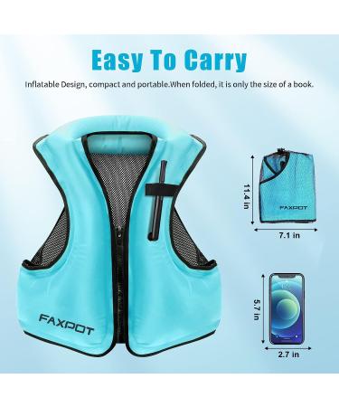 Faxpot Inflatable Snorkel Vest Adult - Blue Large-X-Large | Swim & Kayak Buoyancy Jacket - Buy Online on GoSupps.com
