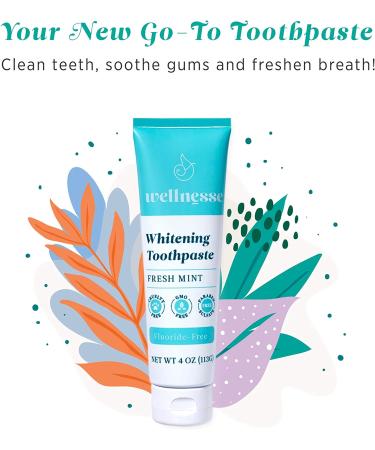 Organic Whitening Toothpaste - Fresh Mint 4 oz | Clean Teeth, Sooth Gums, Freshen Breath | Cruelty-Free, Non-GMO - No Parabens, Sulfates, Glycerin, Fluoride - Buy Online on GoSupps.com