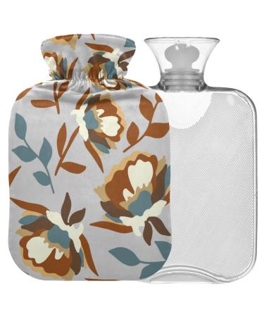 Naanle peonies poppy flowers heat bottle with reference heat and cold therapy transparent hot water bottle 1 l hot water bottle for bed hand feet warmer pain relief