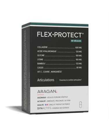 ARAGAN - Synactives - FlexProtect - Joint Food Supplement - Collagen, Hyaluronic Acid, Bamboo, Copper, Manganese - 60 capsules - 15 days to 1 month taken - Made in France