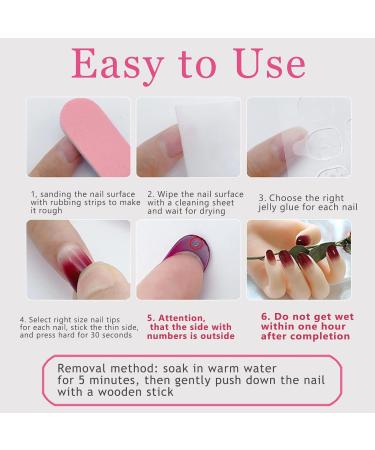 24 Pcs Long Coffin French Ballerina Fake Nails Set with Jelly Glue Sticker - Pink Floral Design for Women and Girls - Buy Online on GoSupps.com