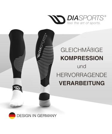 Buy Diasports Runstars Compression Socks for Sports - Premium Black/White for Running Marathon & Triathlon - Men & Women - Size L - Buy Online on GoSupps.com