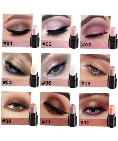 Mipcase 12pcs 12 Shadow Box Highlighters Eyeshadow Stick Silk Eye Shadow Cream Eyeshadow Girl Tool - Buy Online on GoSupps.com