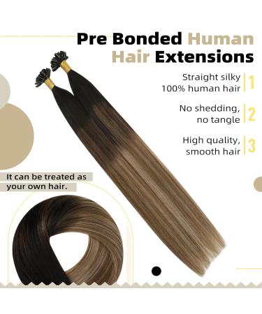 Ugeat Balayage Hair Extensions - 50cm Keratin Real Hair Dark to Light Brown 50g U-Tip Extensions - Premium Quality 20 Inch - Buy Online on GoSupps.com