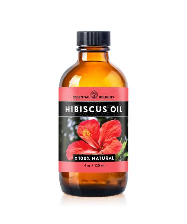 Hibiscus Oil by Essential Delights - Premium Cold Pressed Carrier Oil (4 oz.) | for Skin Face Body Hair Revitalization | Hibiscus 4 Fl Oz (Pack of 1)