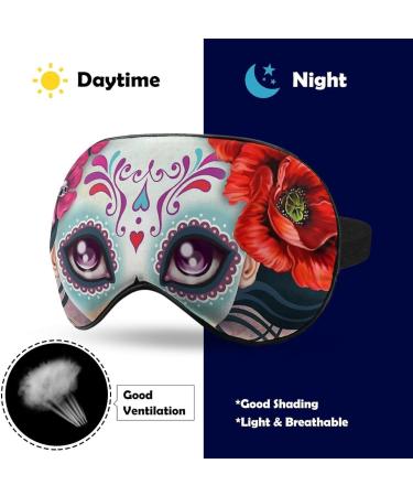 Day of the Dead Women Skulls Pattern Sleep Mask - Adjustable Strap, Blocks Light, Perfect for Travel and Naps - Buy Online on GoSupps.com