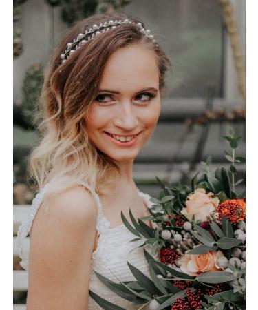 SWEETV Pearl Wedding Headband - Silver Double Band Bridal Tiara Hair Accessory - Buy Online on GoSupps.com