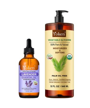 Lavender Essential Oil 4 Fl Oz and Glycerin Vegetable Glycerine 32 fl oz