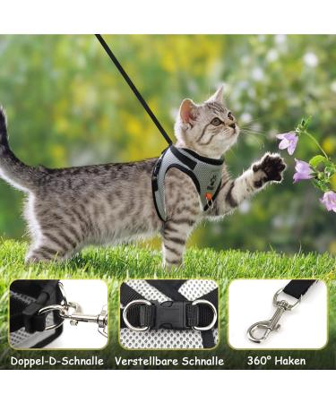 Adjustable Cat Leash Set with Reflective Stripes - Polyester Cat Vest & Dishes for Kittens & Dogs | International Shipping - Buy Online on GoSupps.com