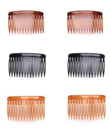 Ruwado 6 Pcs 14 Teeth Hair Side Comb Transparent Twist French Vintage Style Hair Clips Pins Accessories for Women Girls Bridal Wedding Veil Fine Hair