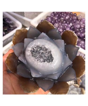 Natural Agate Geode Crystals Feng Shui Druzy Gemstones Quartz Water Lotus Ornament for Home Decoration ZJGIDTEM 1pc