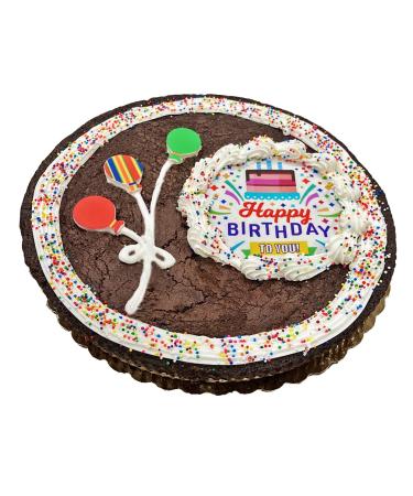 1-800-Bakery's Happy Birthday Giant Brownie Cake, Bakery Fresh 10 Inch / 2.0 Lb, Serves 14 Slices