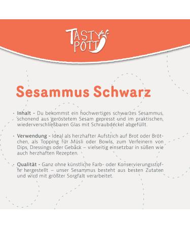 Tasty Pott Black Sesame Spread | Spread | Dip | Vegan Cuisine | Hazelnut Spread | For Baking and Cooking | Cereal Topping | Black Tahini | Sesame | Mustard | In a 500g Glass - Buy Online on GoSupps.com