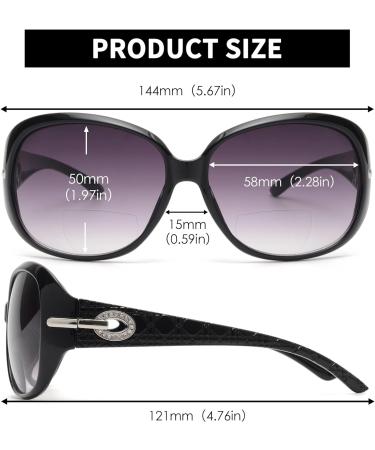 JM Classic Bifocal Reading Sunglasses for Women - Vintage UV Protection Black - 1.75x Outdoor Glasses - Buy Online on GoSupps.com
