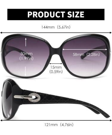 JM Classic Bifocal Reading Sunglasses for Women - Vintage UV Protection Reading Glasses - Black - 2.0x Outdoor Style - Buy Online on GoSupps.com