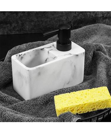 Srutueo Press-Type Bottle Detergent Dispenser Bathroom Sink Kitchen Soap Dispenser White with Dish Brush Sponge - Buy Online on GoSupps.com