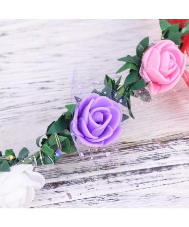 Lurrose Light Up Hair Wreath Floral Headband Flower Crown Garland LED Changing Lights Halloween Hair Accessory for Festival Party - Buy Online on GoSupps.com