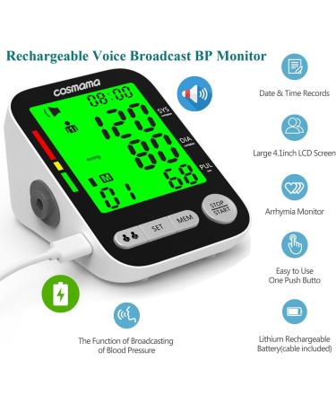 Automatic Blood Pressure Monitor for Home Use | Rechargeable Digital BP Machine with Large Display & Adjustable Arm Cuff - Dual User Modes - Buy Online on GoSupps.com