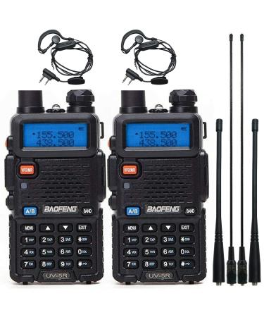 2 Pack Baofeng UV-5R Two Way Radio Ham Radio Handheld Rechargeable Long Range Portable Baofeng Walkie Talkie with 2 Pack 771 Antenna (Black)