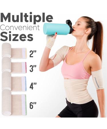 GT USA Organic Cotton Elastic Bandage Wrap | 6 Wide 4 Pack | Latex Free | Hypoallergenic Compression Roll for Sprains & Injuries - Buy Online on GoSupps.com